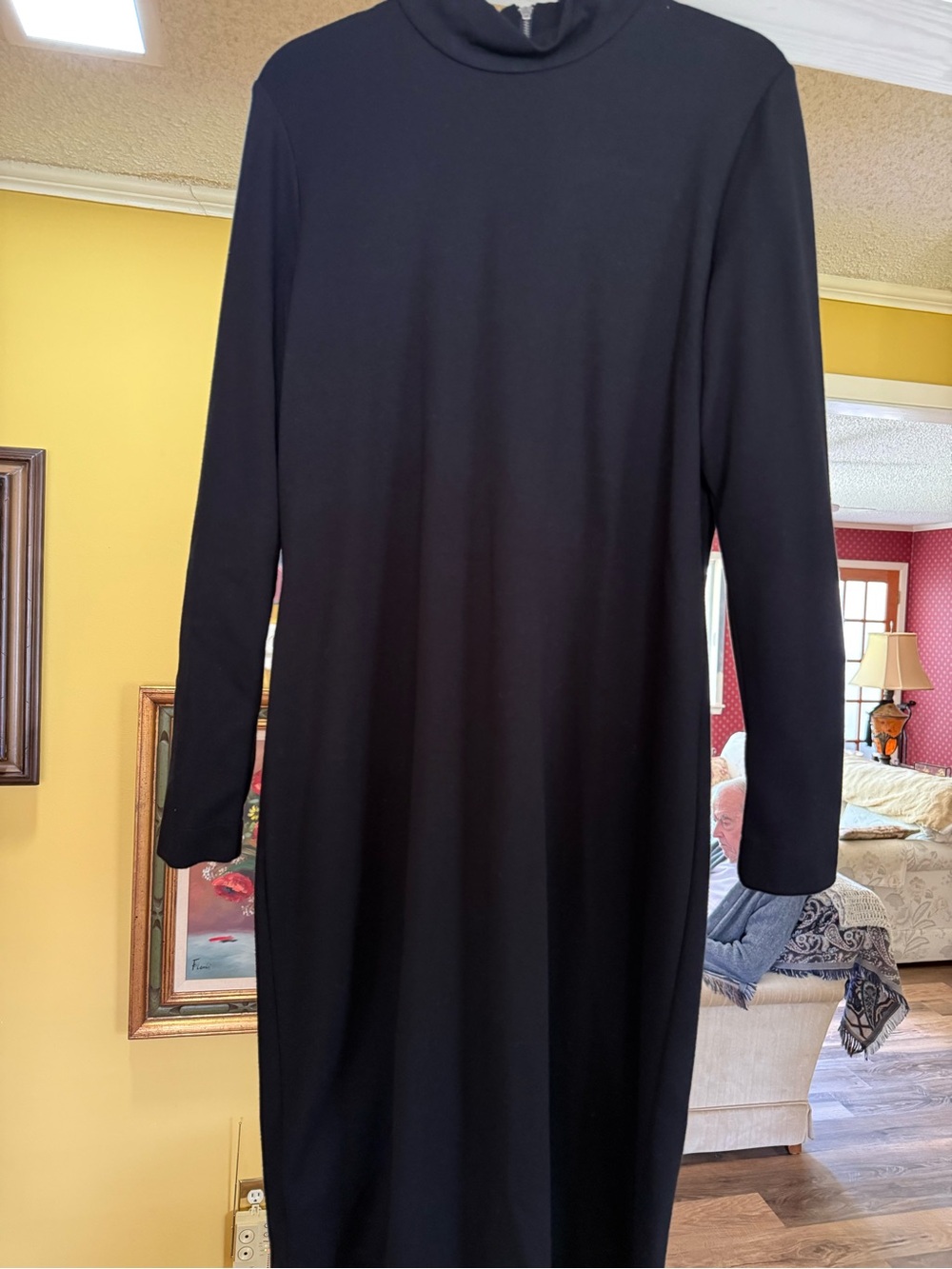 Black Label By Chicos Classic Black Long-Sleeve Turtleneck Dress